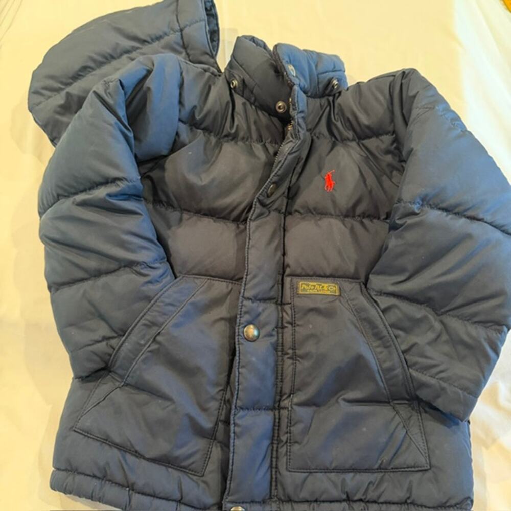 Polo Ralph Lauren Boys 3T Navy Down Puffer Jacket Detachable Hood